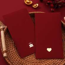6pcs Minimalist Gold Foil Print Red Envelope, Suitable For New Year Decoration, Valentine's Day, Chinese New Year Red Envelope, New Year Gift, Birthday Gift, Party, Wedding, Best Choice! - Red - View 3