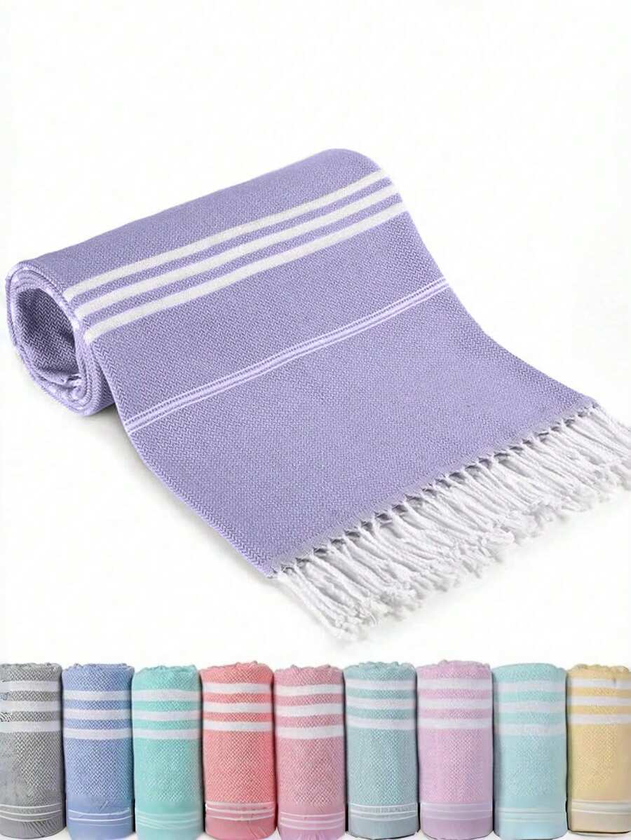 1 pezzo Asciugamano da spiaggia classico e durevole in stile turco con nappe, disponibile in varie misure, anti-sabbia, ad asciugatura rapida, leggero, adatto per spiaggia, spa, viaggi, asciugamano sportivo a righe, asciugamano da bagno, ideale come regalo per Ognissanti, Natale, autunno/inverno