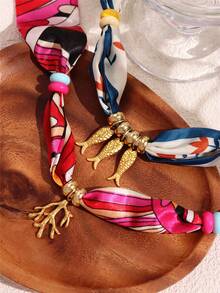 Vòng cổ hạt cá san hô vàng Dopamine nhiều màu, vòng cổ bandana xanh phong cách Bohemian, trang sức bãi biển, quà tặng khăn quàng cổ cho tiệc hè và ngày lễ - Nhiều màu - Xem 7