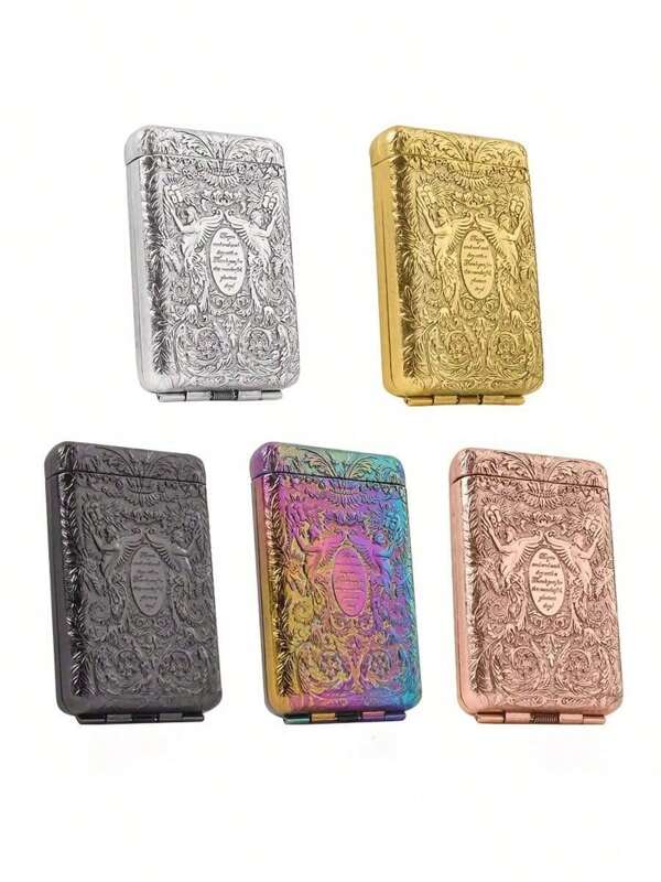 1 pièce Étui à cigarettes vintage en métal doré - Style rétro avec motif élégant, cadeau idéal pour les hommes pour la Saint-Valentin ou la Fête des Pères, porte-cigarette