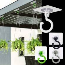 10pcs Rotatable Ceiling Adhesive Hooks - Easy Install, No Drill, Sticky Hanger For Hanging Plants, Lanterns, Wind Chimes, Contemporary Ceiling Decoration With Utility Hook