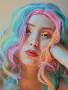 1pc Stainless Steel Nose Ring Chain With Embedded Round White/Blue/Colorful Synthetic Cubic Zirconia Nose Stud With Chain, Nose Piercing Jewelry - Star - View 6