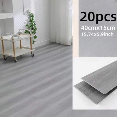 20pcs/Set 40cmx15cm PVC Flooring Planks Wood Grain Effect Floorboard, Tile Stickers Floor Plank Self-Adhesive Vinyl Floor Tiles Wall Panels Floor Stickers For Kitchen Bedroom Living Room Office Wall Stickers