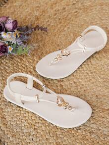 Women's Fashion Bohemian Style Flat Sandals, Casual Versatile, Suitable For Wedding, Party, Outdoor, Beach - Apricot - View 6