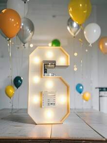 1pc 73/91cm Illuminated Number Light Box Frame, KT Board 0-9 Mosaic Number Light Box For Party Birthday Anniversary Decor, Large Mosaic Number, Number Frame, Number Blocks, Party Background Decor - 8/10pcs Warm Light