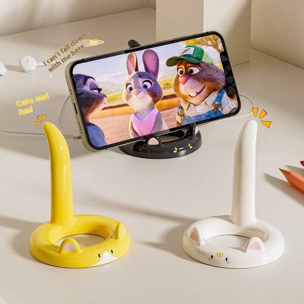 1pc Slouchy Cat Phone Holder, Cute Desk Phone Stand, Non-Slip Office Phone Holder, Random Pattern Design