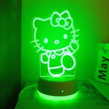 Sanrio 1pc Hello Kitty Acrylic Night Light - 7-Color Changing LED Desk Lamp With USB Power, Touch Control, Suitable For Bedroom, Party, Christmas, Valentine's Day, Birthday Gift, Festival Night Light, Cute Design, Suitable For Hello Kitty Decor