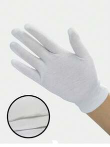 3双白色工作手套，礼仪防护手套，建筑工地耐用手套秋季配饰 - 白色 - 查看 4