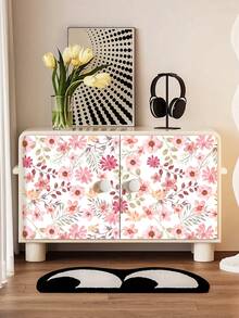 1 Roll 1m/3m/5m Vintage Pink Floral & Leaf Peel And Stick Wallpaper, Removable Vinyl Contact Paper, DIY Home Decor For Bedroom, Kitchen, Living Room, Bathroom, Cabinet, Furniture Renewal Wall Paper Wall Stickers Room Decor Wall Decor Wallpaper Peel And Stick Bathroom Decor