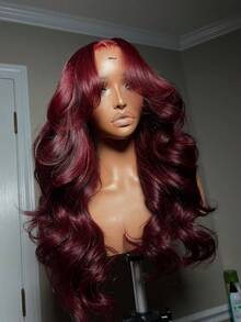 99J Burgundy Lace Front Human Hair Wigs For Women 13x4 Transparent Lace Frontal Wigs Pre Plucked With Baby Hair Brazilian Body Wave Red 99J Colored Hair Lace Wigs For Women - S99J - 查看 7