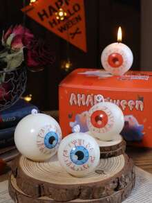 万圣节鬼魂蘑菇、眼球、鬼魂、南瓜蜡烛装饰可爱万圣节蜡烛礼品套装房间装饰餐桌派对卧室家居装饰万圣节装饰秋季装饰秋季装饰 - 彩色 - 查看 3