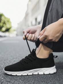 DaoLxi Giày thể thao nam tập gym tennis lưới thời trang giày thể thao nhẹ tập luyện chạy bộ giày thường ngày giày thoải mái giày tập luyện đen_trắng - Đen và trắng - Xem 4
