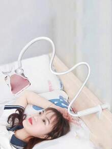 Soporte giratorio para tableta y teléfono de 360° con base espiral flexible - Soporte de abrazadera Adjustable para escritorio de cabecera, diseño ligero y fácil de usar para ver TV, trabajar y videollamadas sin necesidad - Acomodación ergonómica de la cabecera de cama, vista libre, accesorio moderno, construcción turbia - Blanco - Ver 2