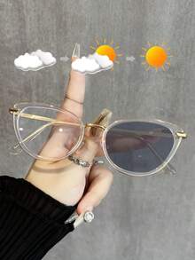 1 件装金属猫眼镂空轻质装饰室内电脑镜，户外变色时尚眼镜，多用途 - 彩色 - 查看 16