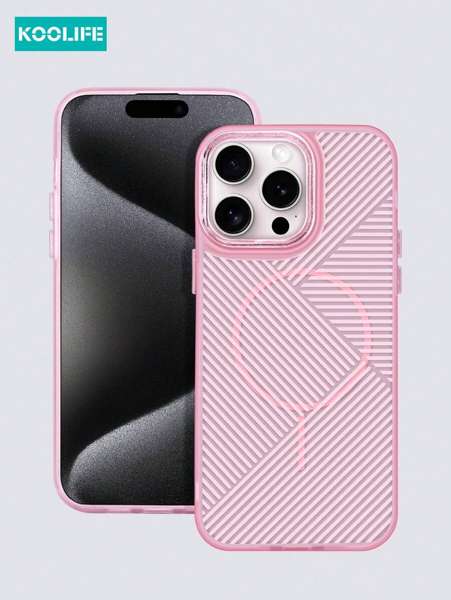 Koolife 1 件细圈磁吸防滑防汗 PC+TPU 拼接条纹手机壳，磨砂纹理，凸起摄像头保护，适用于 11/12/12 Pro/12 Plus/13/13 Pro/13 Pro Max/14/14 Pro/14 Pro Max/15/15 Plus/15 Pro/15 Pro Max/16/16 Plus/16 Pro/16 Pro Max/16e