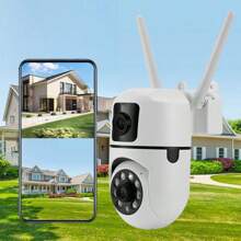1 件 2K 3MP 双镜头高清智能安全摄像头，360° 旋转 PTZ，彩色夜视，球形设计带运动传感器警报，双向音频，AI 人脸检测录制，远程监控，支持云存储和 TF 卡（不包括），2.4G/5G WiFi，适用于宠物摄像头、婴儿监视器、易于安装的家庭安全摄像头，USB 供电 - 家庭和节日的理想礼物 - 白色 - 查看 16