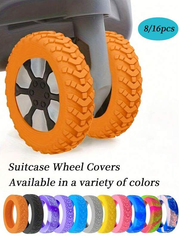 16Pcs/8Pcs Suitcase Wheel Protector, Multicolored Protective Cover For Luggage Wheels, With Multiple Silent Travel Suitcase Wheels, Silicone Cover For Universal Wheels Accessories Protective Cover - Easy To Install And Clean, Shock Absorbing Quiet Wheel Accessories, Travel Essentials, For Travel Luggage Suitcase, Travel Gear, Back To School