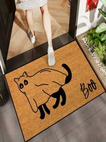 1 Stück neuer süßer Katzen-Muster Kleine Teppich - 100% Polyester, Maschinenwäsche, strapazierfähig, fleckabweisend, schnelltrocknend, geeignet für Innen-/Außenbereich Fußmatte, Heimdekoration, Schlafzimmer, Küche, Fotografie, Requisiten, Außendekoration, Urlaubsgeschenke, Teppich