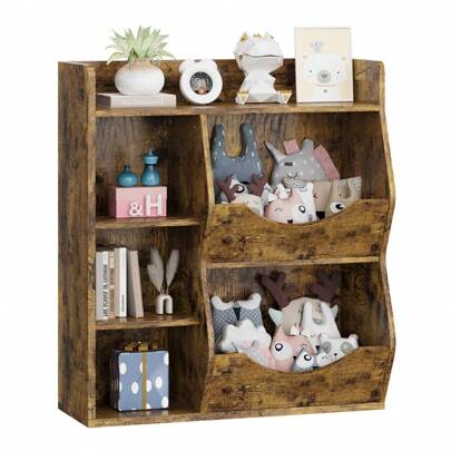 Libreria per bambini, organizer per giocattoli a 3 livelli, scaffale per giocattoli bifacciale - Libreria e porta giocattoli con 5 scomparti per camer