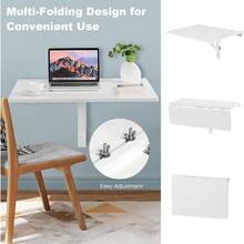 Wall Mounted Folding Table 31.5 X 23.5 DropLeaf Floating Writing Desk For Small Spaces SpaceSaving Fold Down Laptop Workstation For Kitchen Bedroom Laundry Room Study Room WhiteB09JKDC313[Am]11R12