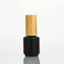 1pc 15ML Nail Polish Refillable Bottle With Bamboo Lid, Glass Makeup Brush Covered Bottle For Nail Art Supplies, Sample Size Screw Cap Refillable Bottle