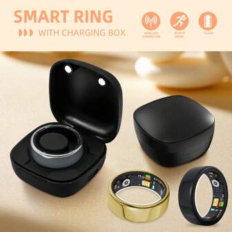 SIMSONLAB Anello intelligente per il monitoraggio della salute, con scomparto di ricarica, fitness, contapassi, distanza, calorie, sonno, esercizio, controllo remoto della fotocamera