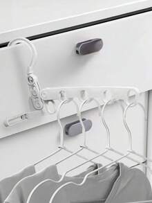1 Pc Foldable Magic Clothes Drying Rack With Five Holes Multifunctional Portable Travel Clothes Hanger With Hooks - White - View 11