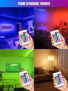 25W RGB LED 灯泡带遥控器，彩色室内 220V/110V 多色变色可调光嵌入式吊灯灯泡 5W RGBW 冷白/RGBWW 暖白 10W 智能电竞室卧室床头圣诞节万圣节节日礼物夜间装饰照明 15W 动态 4 种模式 15 种颜色派对酒吧聚光灯 20W 可调亮度客厅背光壁灯氛围灯 - RGB Bulb-with 24key Remote(E27/E26) - 查看 11