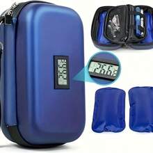 Insulin Refrigerated Travel Box, Medicine Storage Bag With 2 Ice Packs, TTSA Certified, Travel Refrigerated Medicine Diabetes Bag With Temperature Display, Suitable For Medicine Storage During Travel And Outings - 藍色 - 查看 4