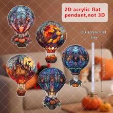 1pc Red Light Burst Hot Air Balloon Sun Catcher, Disc Pendant Ornament Wall Decoration Pendant Ornament