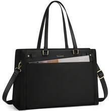 NEWHEY Vegan Leather Laptop Tote Bag For Women: Designer 15.6 Inch Waterproof Work Briefcase & Professional Computer Bag. Large Capacity Purse For Office, Teacher, College, And Travel - 黑色 - 查看 8