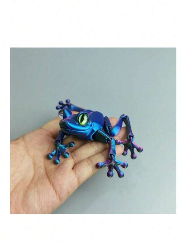 1pc 3D Printed Realistic Frog Statue, Multi-Joint Movable Action Figure Model, Gift For Frog Festival, Christmas, Halloween, New Year, Home Decor, Handicraft, Indoor Decoration, 3D Printed Animal (Eye Color Random)