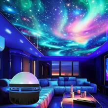 LED 银河星空夜灯投影仪，适用于卧室、家庭影院装饰、节日礼物，适合节日、婚礼和派对 - 多色光 - 查看 5