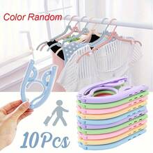 10 Pack Portable Folding Clothes Hangers With Non-Slip Grip - Durable Plastic For Travel And Home Use