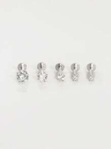 1piece 16G Tiny Gold Cubic Zirconia Threaded Labret, Hypoallergenic 925 Sterling Silver Earring, Cartilage Helix Piercing Fine Jewelry, Flat Back Earring,Cartilage Tragus Helix Stud, Nose Stud, Small Stud, For Women Man Girls Daily's Wear(Sold As 1 Piece) - Round Four-claw Zirconia Flat Earrings - View 7