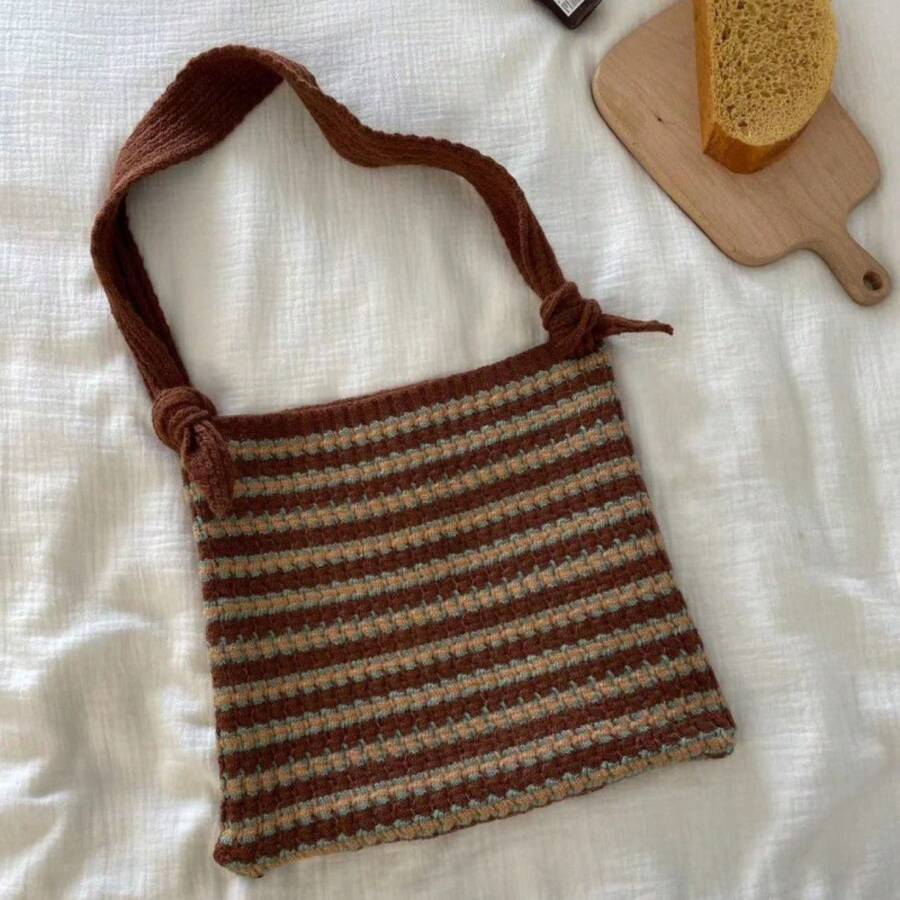 Women Shoulder Bags - 棕色條紋 - 查看 1