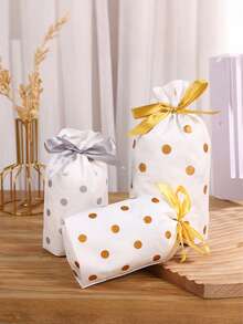 10/20/30pcs Gold Silver Drawstring Gift Bags - Plastic Favor Bags For Candy, Food Storage, Party Supplies (Wedding, Birthday, Christmas) Reusable Gift Pouch(Random Color) - Multicolor - View 6