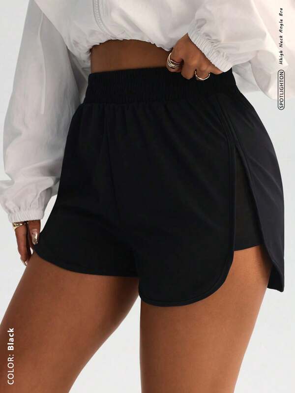 FWH Tummy-Control & Thigh-Slimming Split Design, Gym To Street Essential,Flattering Side Slits, 4-Way Stretch For Full Mobility,High-Waisted With Sexy Side Splits | #WorkoutToStreet Style,Slimming High-Waisted Design,Flattering Side Slit Details,Erfect For Yoga & City Strolls,Curve-Flattering Active Shorts,Essential Training Shorts