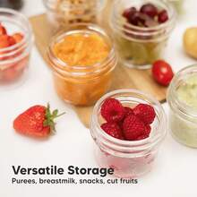 12pk 4oz Glass Baby  Containers With Lids - Leak-Proof, Microwavable Small Glass Jars, Baby Purees & Toddler Snack Storage Containers, Dishwasher & Freezer Safe (Nord) - Terracotta - View 8