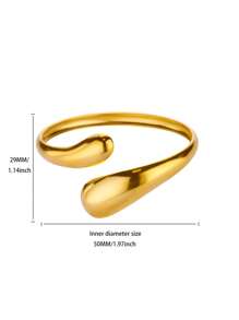 Old Money Style Stainless Steel Snake Water Drop Bracelet, 18K Gold-Plated Adjustable Cuff Bracelets For Women, Summer Holiday Golden Bangle Jewelry Wedding Party Accessories Gifts