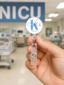 1pc Customized Name Badge Reel, Scroll, Retractable ID Card Holder - Suitable For Doctors, Nurses, Students, Employees, Acrylic Material, Personalized Badge Reel - Transparent - View 2
