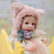 Cloveray Reborn Baby Doll Lulu,Blonde-Haired Baby Doll With Fox Hat & Petal Dress | 5-Joint Movable & Washable Vinyl Body | Role-Play Dress-Up Toy | Birthday,Holidays Gift - White - View 5