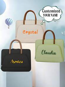 Customized And Personalized Halloween Text Name Computer Bag, Large Capacity Portable Computer Bag, Daily Fashionable Multi-Functional Computer Bag, Simple Customized Briefcase, Suitable For Commuting, Shopping, Business Trip, Vacation, As A Gift For Father, Mother, Sisters, Brother, Friend, Couple.