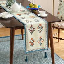 ISAENNE Designer Elegant Linen Table Runner 102 Inches, Farmhouse Colorful Wildflower Pattern Table Runners For Dining Tables,Decoration For Thanksgiving,Parties,Christmas,New Year,12"X102" - Floralsea B - View 2