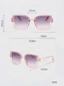 1 Set Gafas de moda decorativas con diseño geométrico rosa brillante y 1 pieza de cadena de gafas de perlas falsas rosa para niños