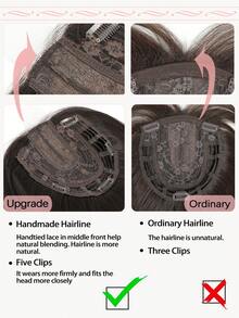 Hair Toppers For Hair Loss 18inch Hair Pieces For Women 6.5X6.5 Inch Hair Topper Adding Extra Hair Volume, Brown Straight Hair Toppers For Women