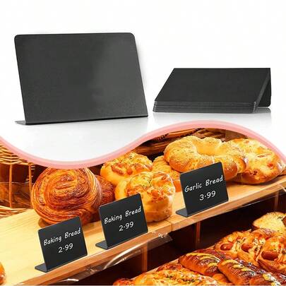 3/6/12pcs L-Shaped Mini Chalkboard Signs, Acrylic Black Board Self-Service Labels, Small Black Food Display Stands, Suitable For Message Boards, Weddings, Tents, Birthday Parties, Christmas Decorations, Bedroom Decor, Room Decor, Christmas Gifts, Christmas Decorations, Home Christmas Decor