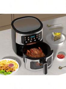 LIPETY Hot Air Fryer With Viewing Window - 5 Quart Compact - Digital Airfryer 5 Qt For 2-3 Persons - 5 Qt For Office, Dorm Room - 6-In-1 Baking, Toasting, Grilling, Reheating - 1400 W, 400 °F, Kitchen Airfryer, Worktop, Gift
