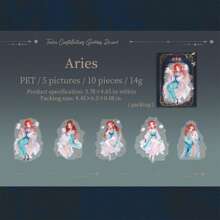 10 adesivos de personagens originais, série 12 deusas do zodíaco, pacote de adesivos para scrapbooking, adequado para decoração de diários de estudantes