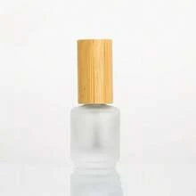 1pc 15ML Nail Polish Refillable Bottle With Bamboo Lid, Glass Makeup Brush Covered Bottle For Nail Art Supplies, Sample Size Screw Cap Refillable Bottle